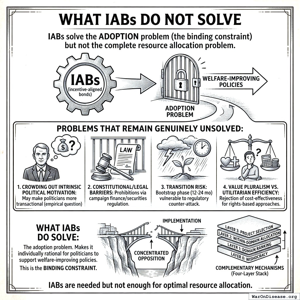 The four-layer governance stack. IABs fix the ‘politicians don’t want to’ problem. They don’t fix the ‘laws won’t let us’ problem. One thing at a time.
